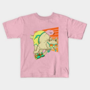 Rolling skate Cat summer vibe Kids T-Shirt